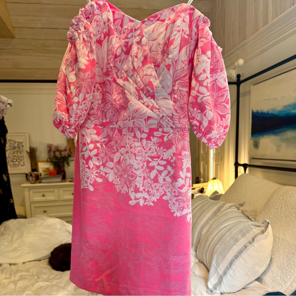 Floral Pink Dress with Puff Sleeves